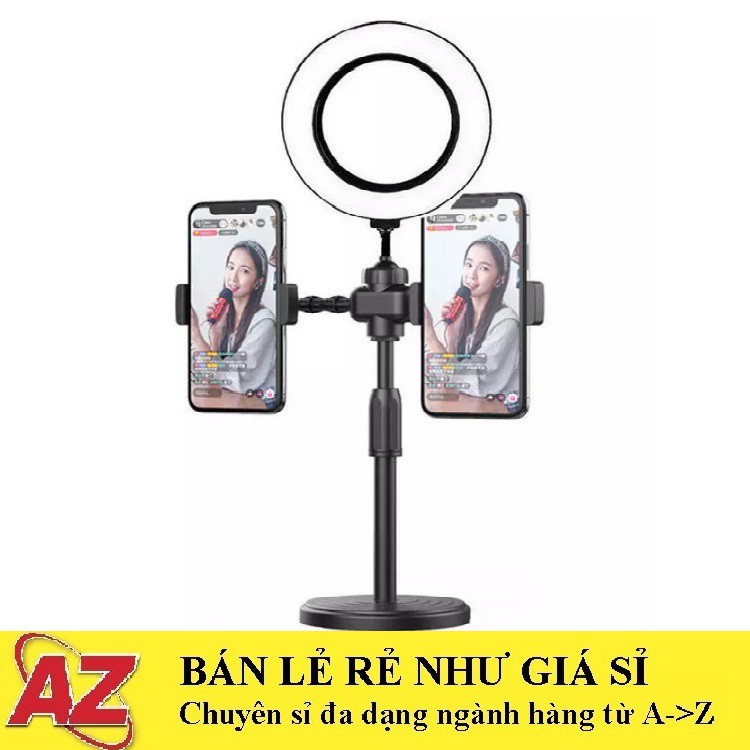 Đèn Livestream Để Bàn, Giá Đỡ Điện Thoại Livestream 2 Kẹp Kèm Remote