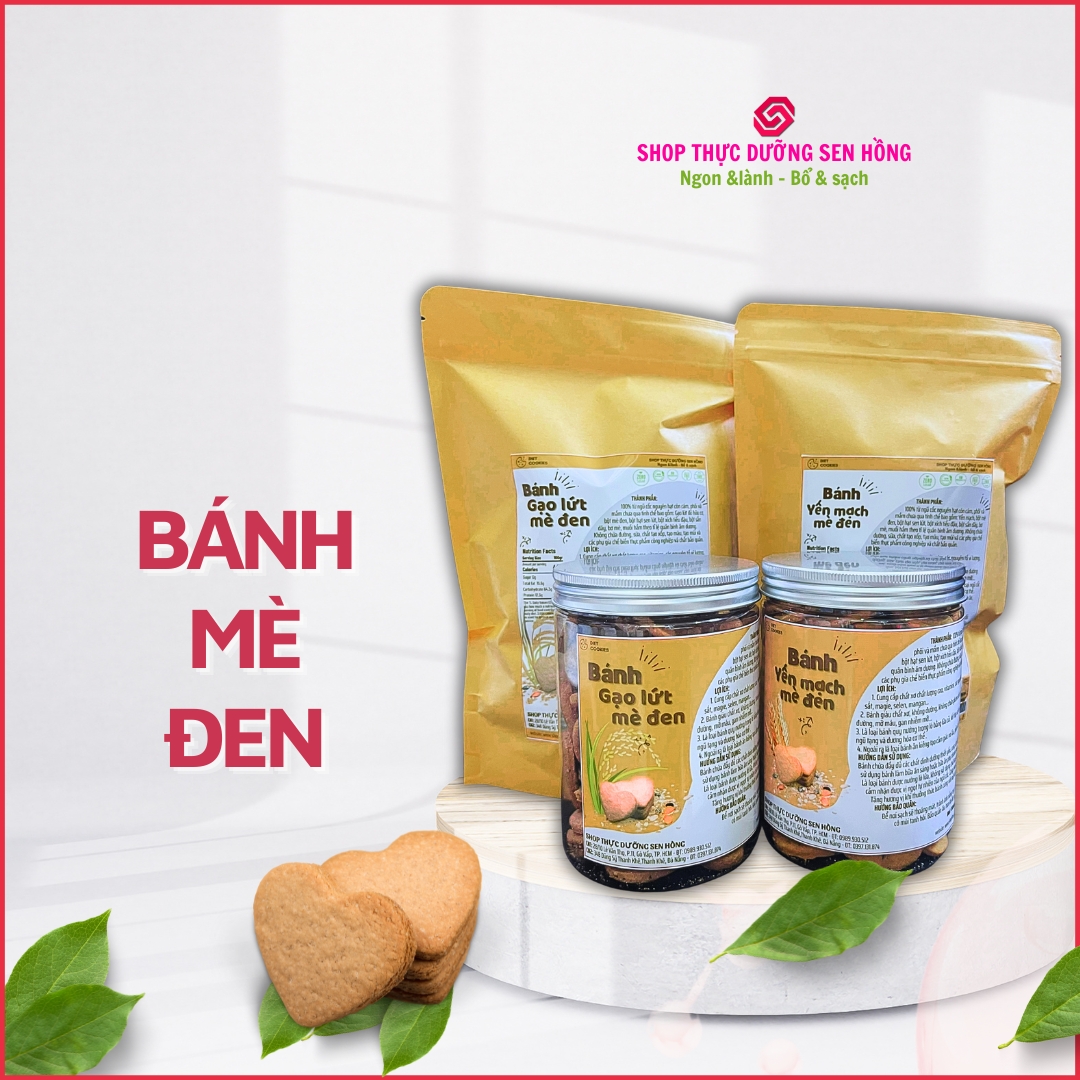 Bánh yến mạch mè đen (500gr) Bánh ăn kiêng không đường không gia vị  chế độ ăn giảm cân