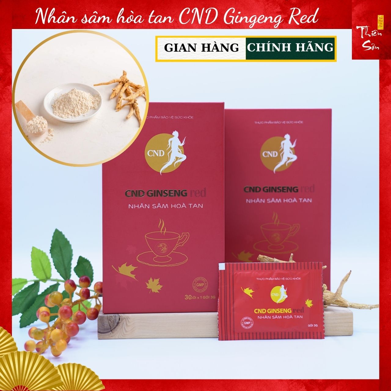Nhân sâm Canada hòa tan CND Ginseng Red loại hộp 30 gói