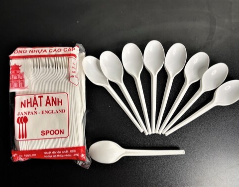 COMBO 100 Chiếc Thìa Nhựa Trắng Cứng NHẬT ANH  Trà Sữa Chè Tàu Hũ - 1 Gói