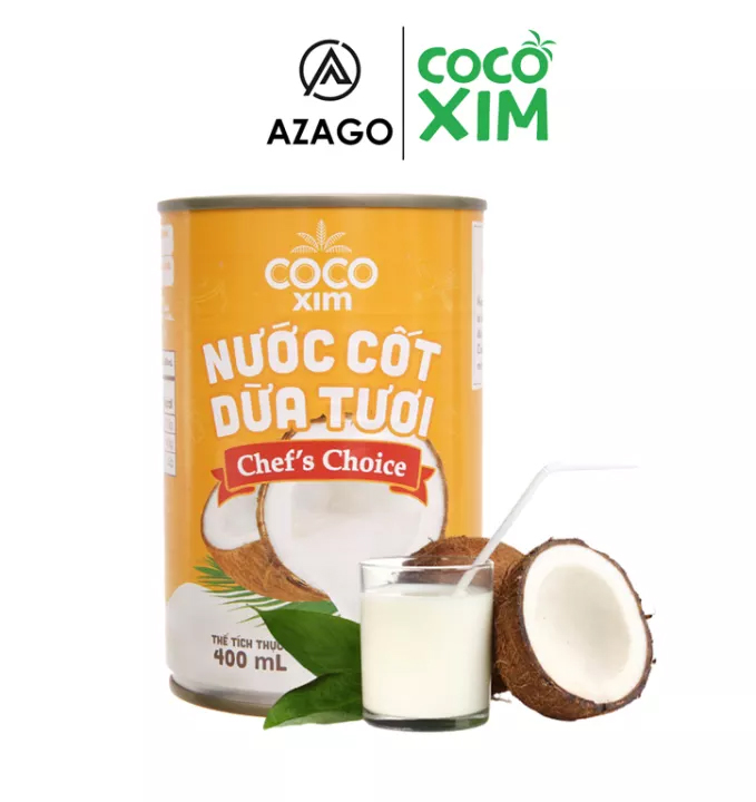 Combo 12 lon nước cốt dừa tươi từ 100% dừa nguyên chất Cocoxim Chef's Choice 400ML - Lon màu vàng