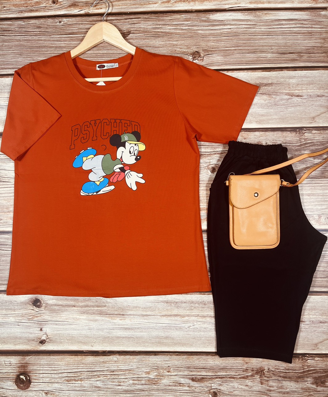 Set đồ bộ - thun 4 chiều - quần lửng -in hình mickey -nhiều màu