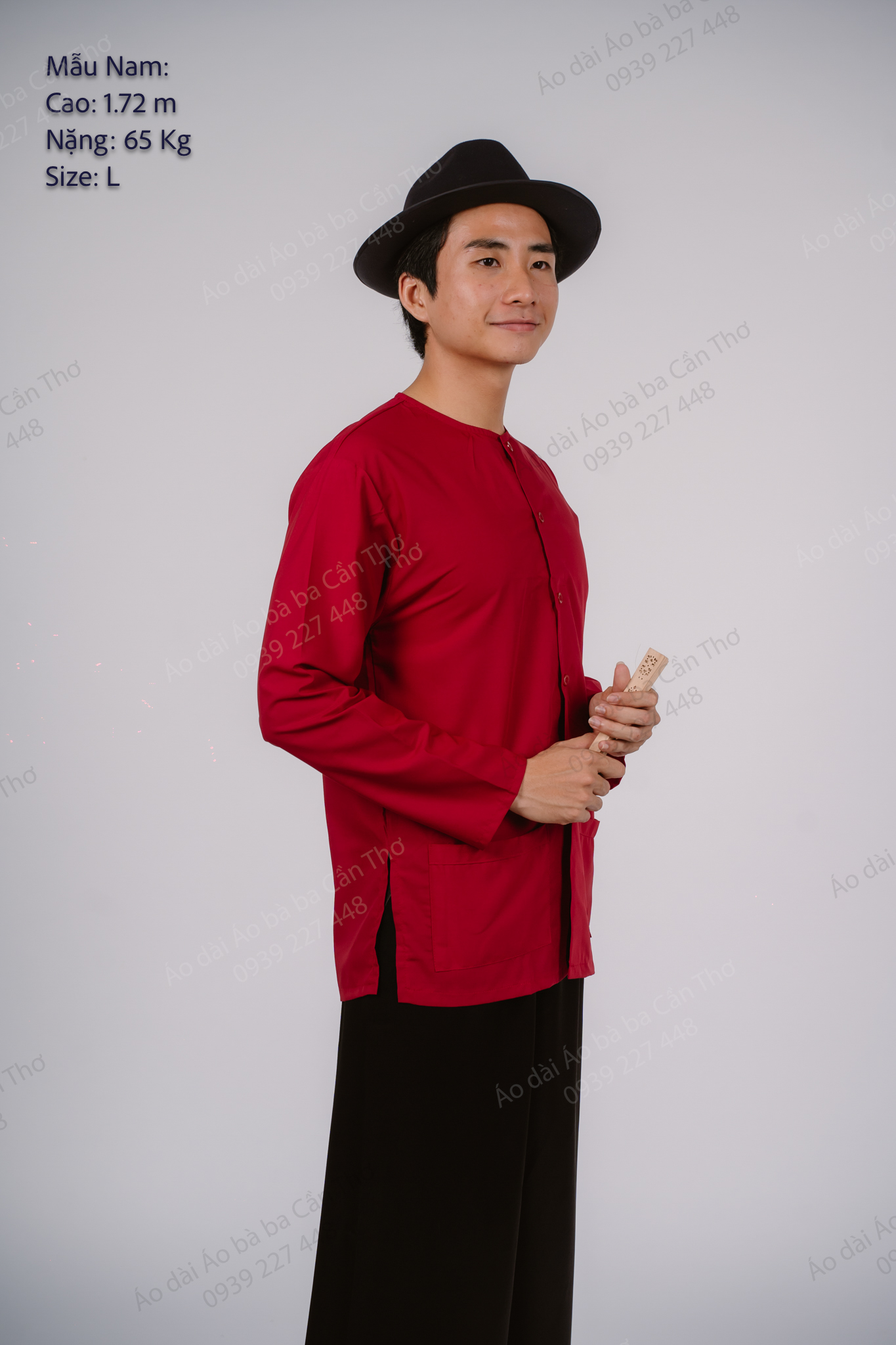 Bộ bà ba phối đỏ đen - Áo cate đỏ đô, quần phi bóng đen - Có bộ bà ba Bigsize- may sỉ bà ba toàn quốc - May bộ bà ba theo yêu cầu