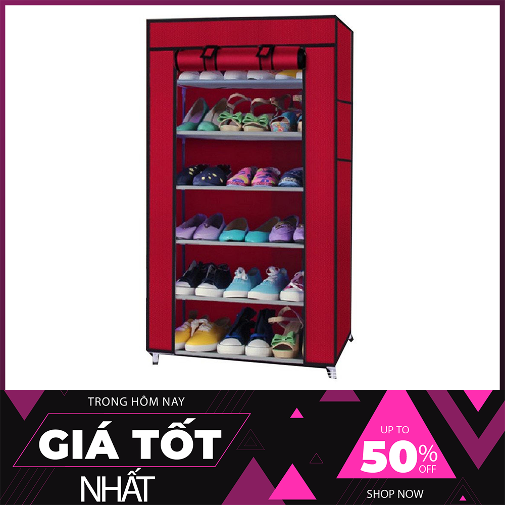 Tủ giày, Kệ giày dép - Tủ Vải Đựng Giày Dép 7 Tầng 6 Ngăn-Tủ Vải Đựng Giày Dép 6 Ngăn-Kệ Để Giày Dép 7 Tầng 6 Ngăn Bọc Vải Cao Cấp Siêu Tiện Dụng
