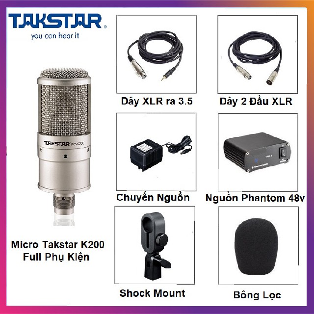 Micro Takstar PC-K200 - hát karaoke, livestream fb, tiktok - thu âm chuyên nghiệp - âm thanh trong trẻo