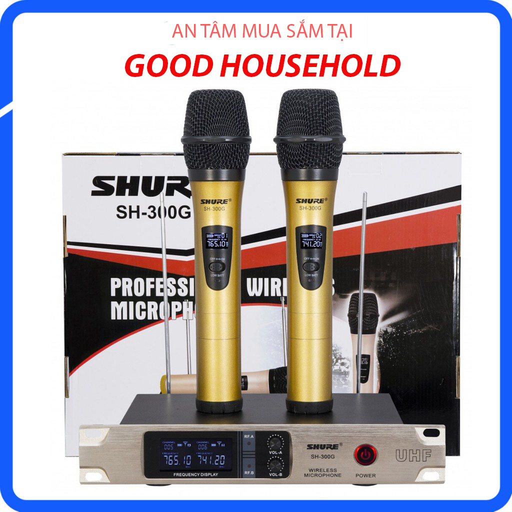 [HCM]Combo Micro Không Dây Cao Cấp Shure Sh-300G Nhôm Sóng Cực Mạnh- Bộ 2 Micro Không Dây Shure Sh-300g Cao Cấp- Micro Không Dây Chuyên Sử Dụng Cho Amply- Micro Không Dây-Khả Năng Bắt Sóng Mạnh Hơn Âm Thanh Chân Thực Chông Rè Chống Hú