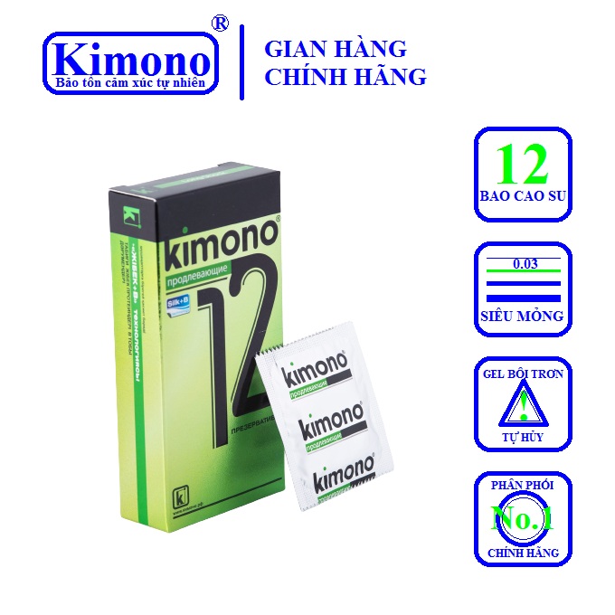 [HCM]Bao cao su Kimono 0.03 12 bao / hộp - Kéo dài thời gian quan hệ