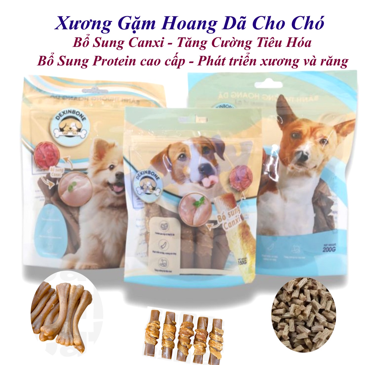 Xương gặm Bánh thưởng hoang dã DEXINBONE cho Chó giúp bổ sung canxi Phát triển cơ xương và răng Tăng cường hệ tiêu hóa