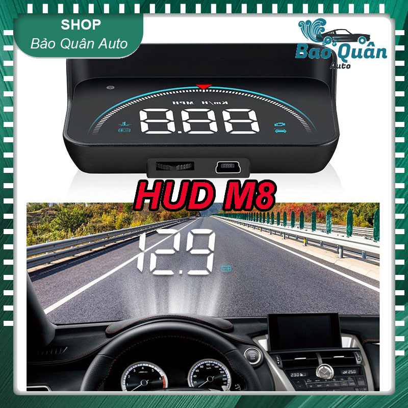 HUD M8 lắp cổng OBD hiển thị tốc độ và cảnh báo tốc độ lên kính ô tô