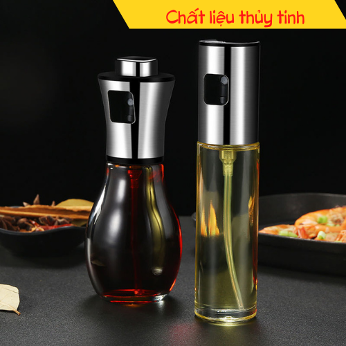 Bình xịt dầu ăn phun sương cho nồi chiên không dầu chai thủy tinh cao cấp, lọ chai xịt dầu giúp giảm mỡ thừa khi nấu ăn