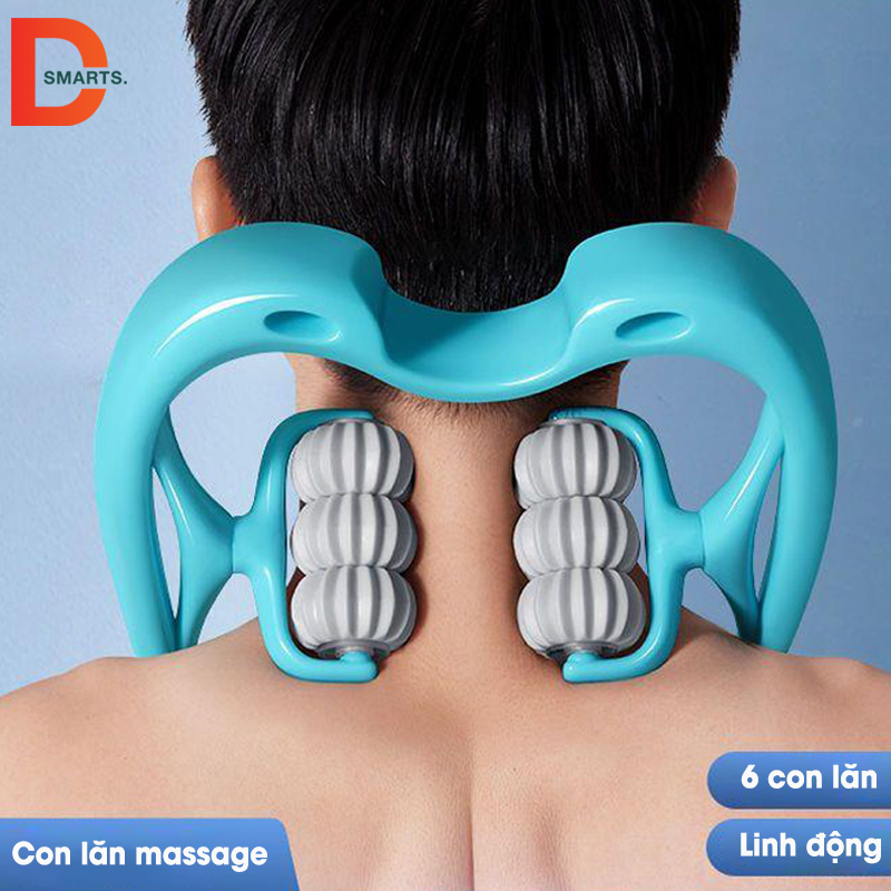 Dụng cụ massage cổ vai gáy 6 bi tròn silicon giúp giảm mỏi hiệu quả | Gậy mát xa cổ vai gáy