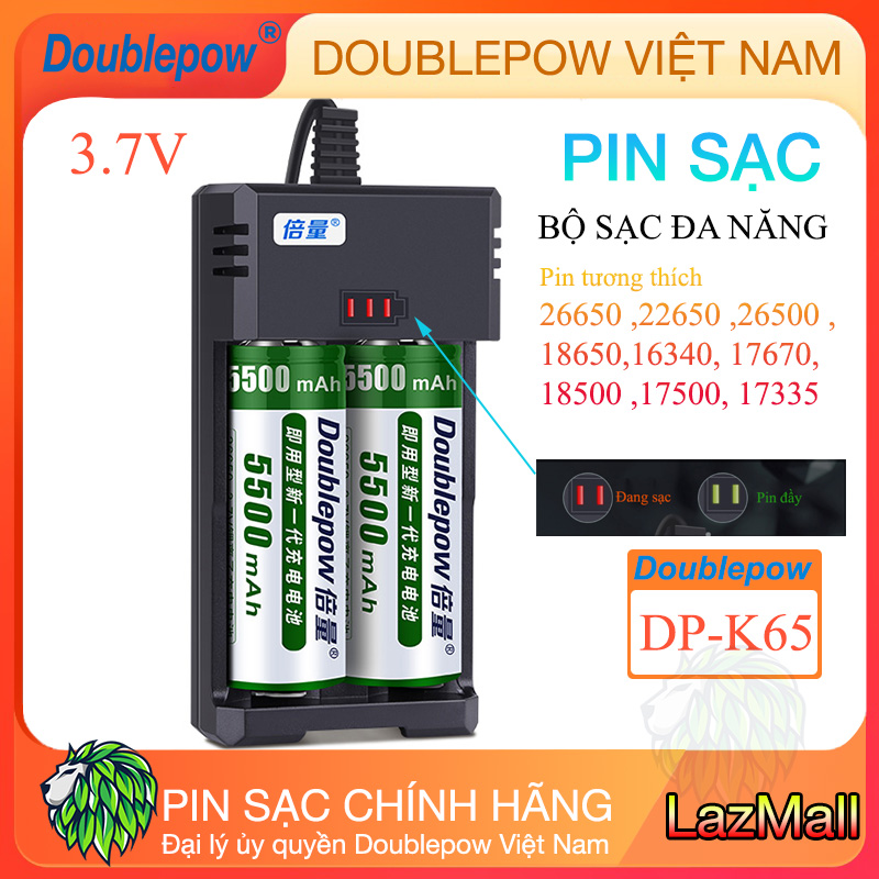 Bộ Sạc Pin 3.7V Cho Pin Sạc 26650 16340 14500 18650 Tự Ngắt - Bộ Sạc Pin Đa Năng 3.7V DP-K65 cho pin xe điện, máy khoan, nguồn dự phòng, thiế bị y tế, quạt cầm tay, loa Bluetooth