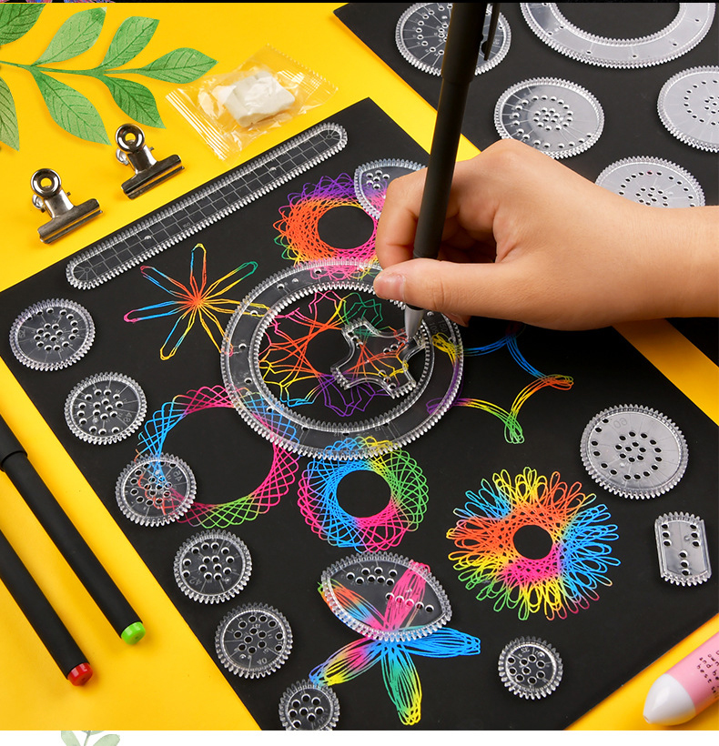 Bộ thước vẽ họa tiết sáng tạo Spirograph 28 món kèm sách hướng dẫn chi tiết