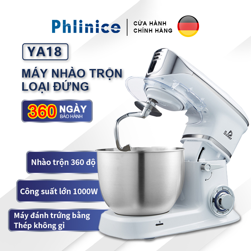 Máy trộn bột máy đánh trứng cỡ lớn đa năng bát inox 5 lít công suất 1000W máy trộn bột đánh kem làm bánh tiện dụng