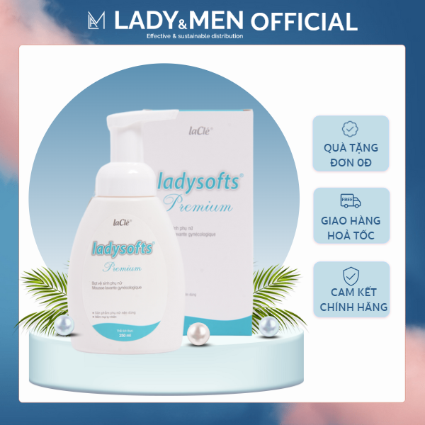 Bọt rửa phụ khoa phụ nữ Ladysofts Premium Laclé 250ml hỗ trợ dưỡng ẩm