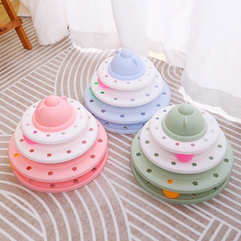 Đồ chơi tháp banh 3 tầng cho mèo