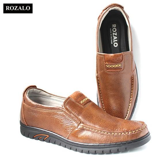 Giày lười nam da bò đế cao su siêu bền Rozalo R6792