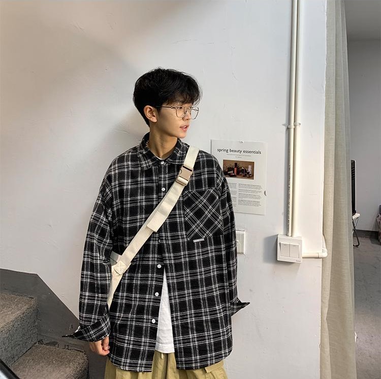 [FREESHIP] AÓ KHOÁC UNISEX NAM NỮ KIỂU DÁNG SƠMI CARO PHỐI CHƯ SIÊU CHẤT PHONG CÁCH HÀN QUỐC - MS149