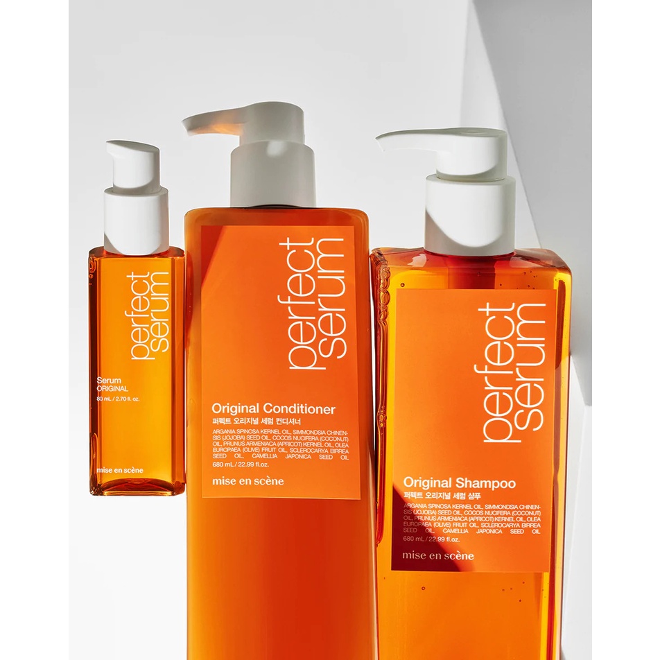 Cặp Dầu gội Mẫu Mới Mise En Scene Perfect Serum Original Shampoo 680ml siêu mượt