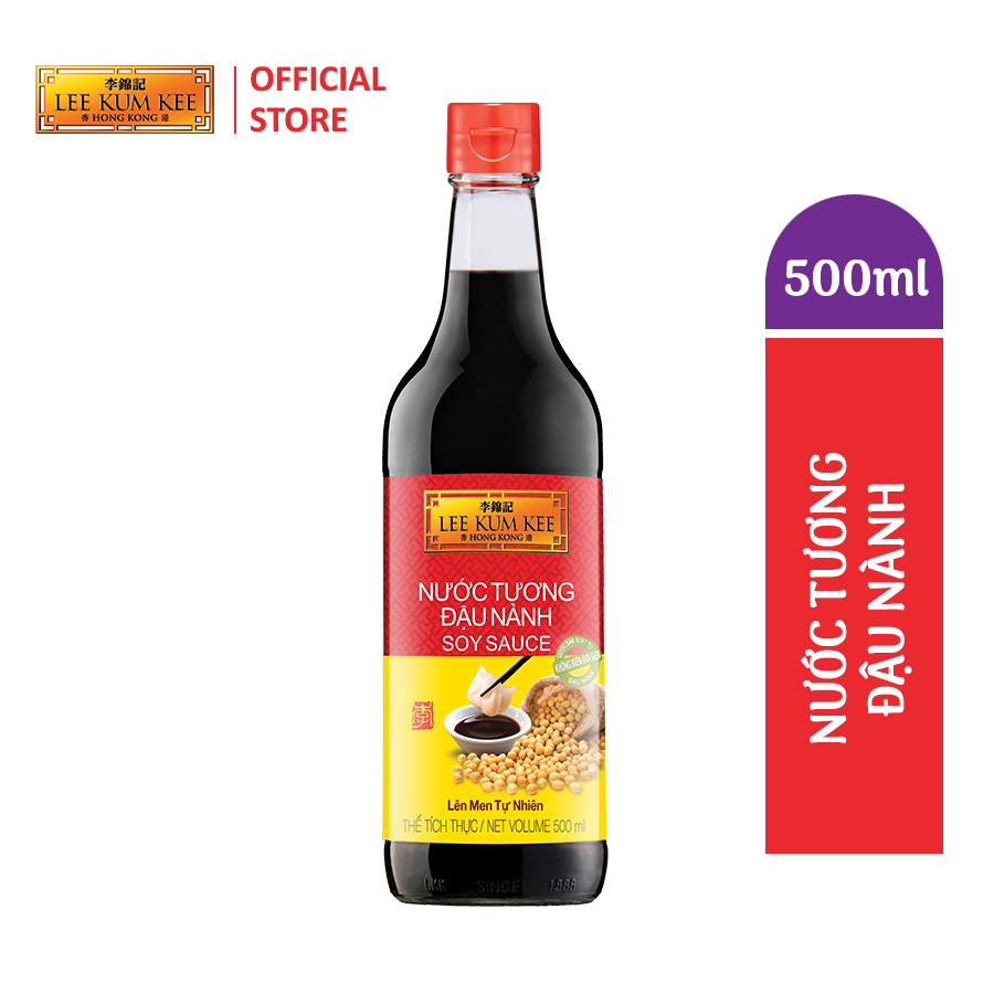 Nước tương đậu nành Lee Kum Kee Soy Sauce (Chai Thủy Tinh 500ml) được sản xuất từ đậu nành không biến đổi gen có thể dùng chay