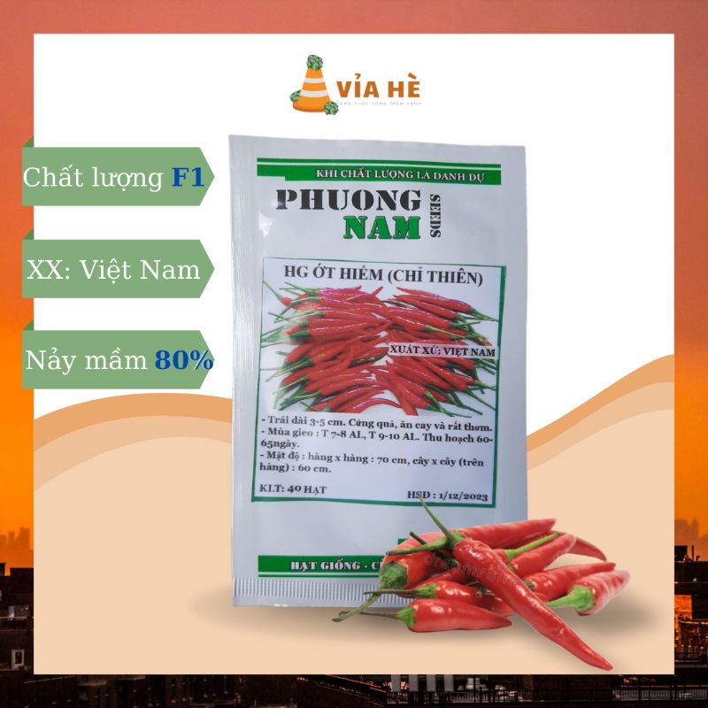 Hạt giống ớt hiểm, ớt chỉ thiên, chất lượng f1 - gói 40 hạt