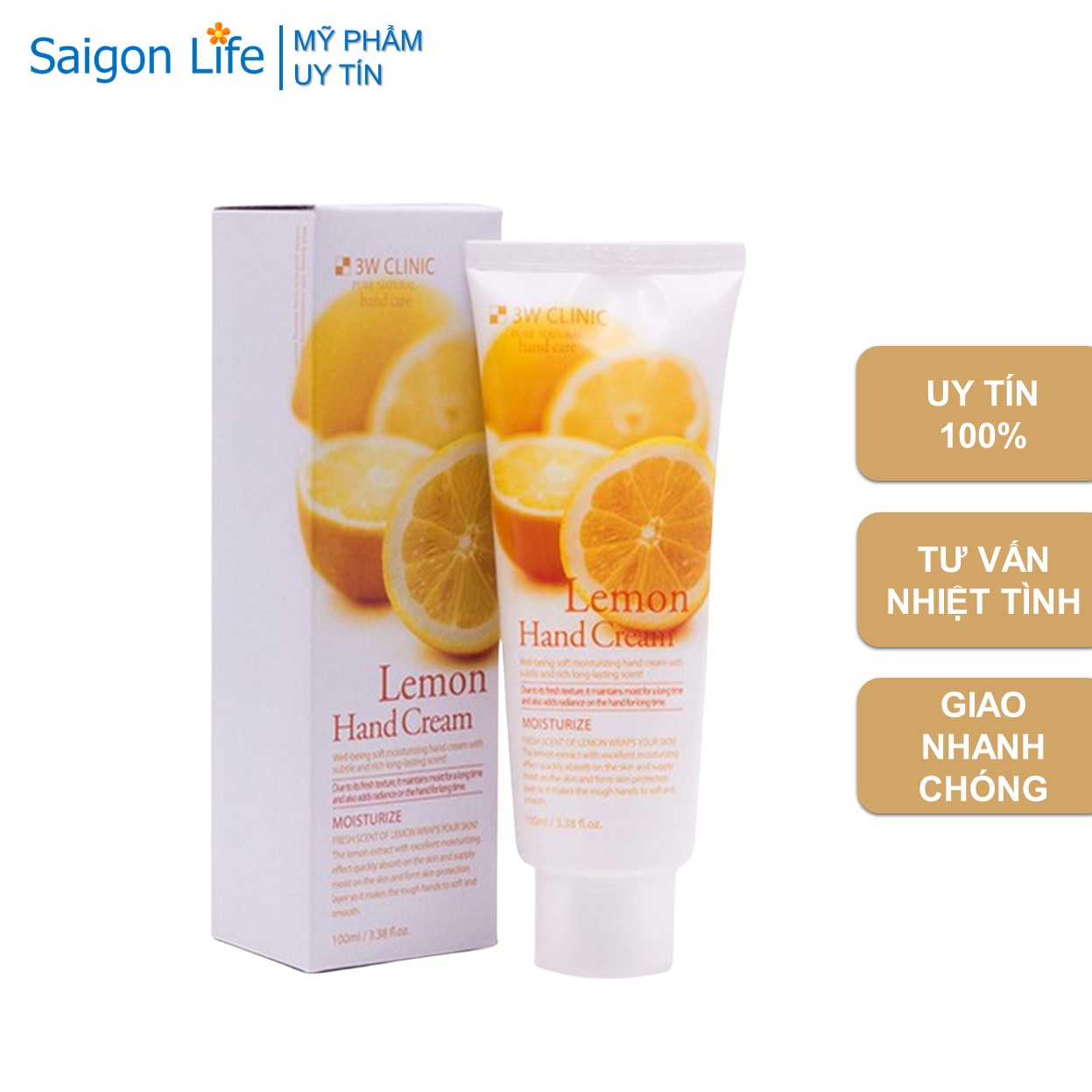 Kem Dưỡng Da Tay Chanh 3W Clinic Lemon Hand Cream 100ml