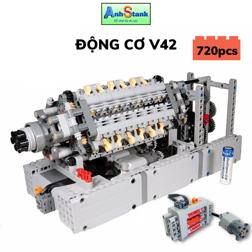 Động cơ đồ chơi technic oto technic V42 tương thích với MOC 9686 dòng technic và education bảo hành 1 : 1