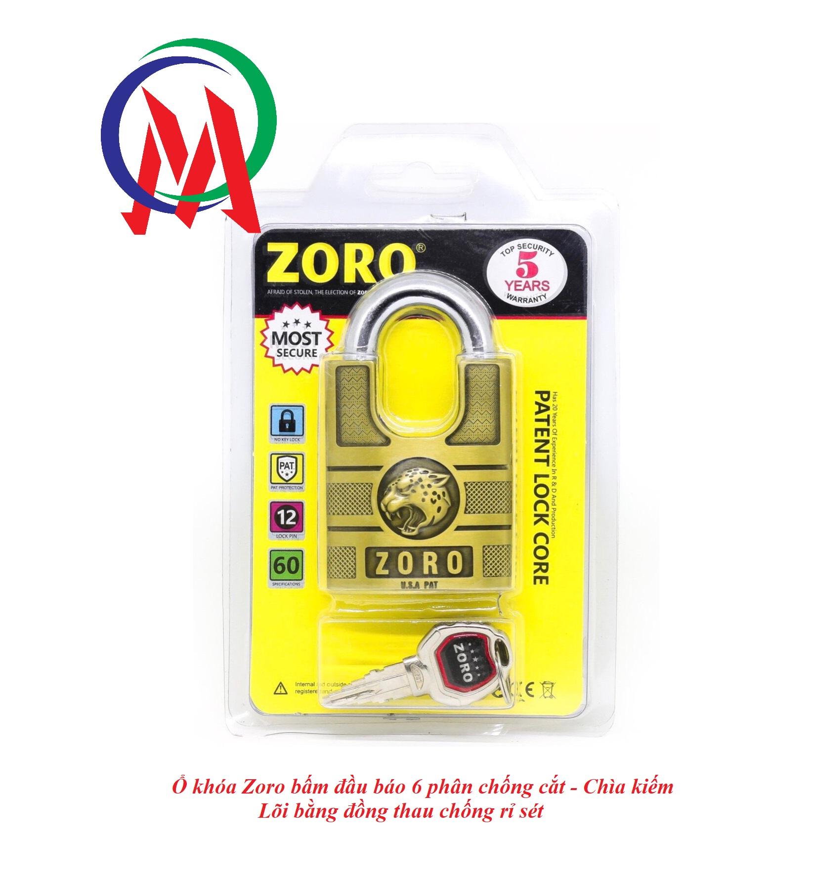 Ổ khóa Zoro bấm đầu báo 6 phân chống cắt - Chìa kiếm
