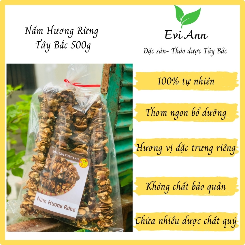Nấm hương rừng tây bắc sấy khô evi ann gói 500g hương vị đặc trưng, giúp món ăn thêm thơm ngon, bổ dưỡng, giúp tăng sức đề kháng, tốt cho người bị tiểu đường...