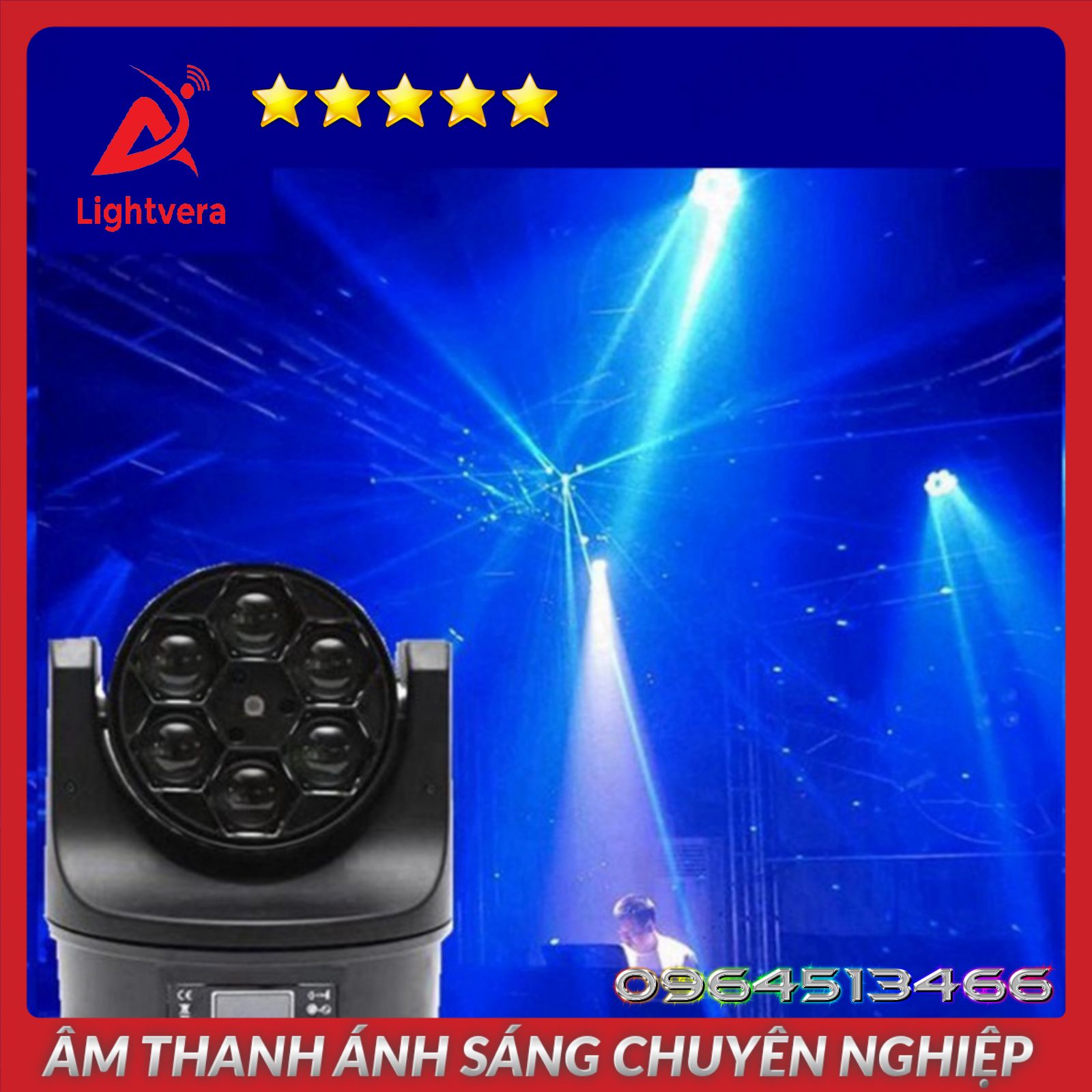 Đèn Moving Head 6 Mắt Laser Cho Phòng Karaoke Sân Khấu Đèn Sân Khấu Lightvera