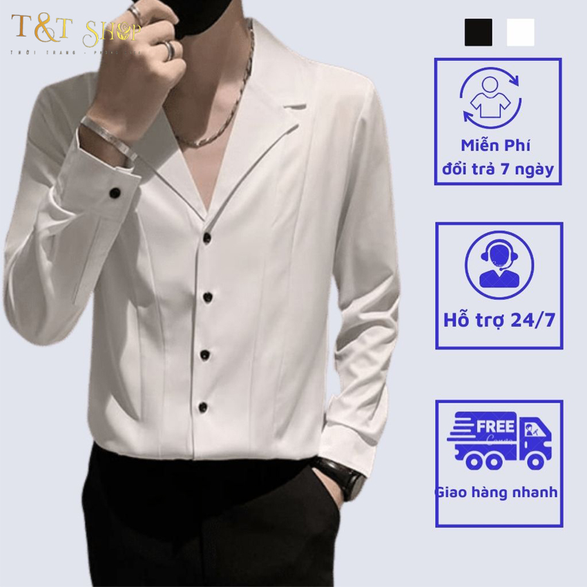 (XẢ KHO) Áo Sơ Mi Nam Dài Tay Dáng Ôm Cổ Vest Hàn Quốc Vải Lụa Nến,Không Nhăn, Thấm Hút Mồ Hôi trẻ trung, lịch lãm N34