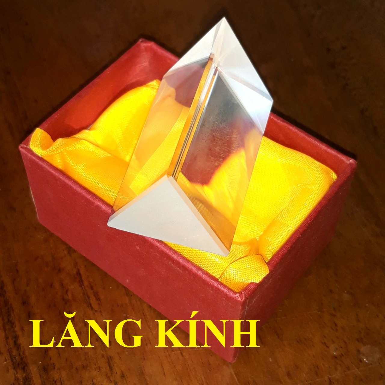 Lăng kính có hộp bảo vệ lăng kính tam giác 2222*50mm, lăng kính học tập – lăng kính làm quà tặng.