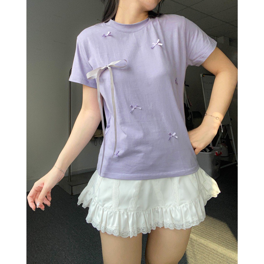 Áo thun babytee đính nơ bạc - 247storefashion - bbt235_p10k4