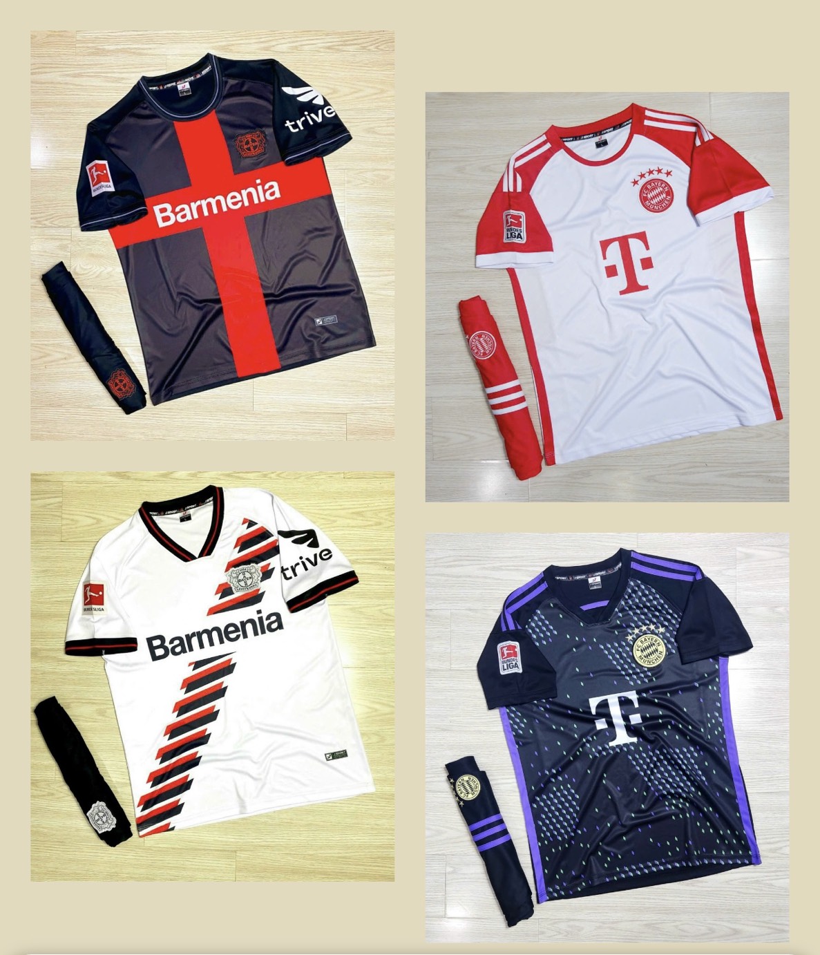 Áo bóng đá Bayern, bộ đá banh Bayern, áo đá bóng Bayern Munich đủ mẫu 2024 - Chất vải cao cấp, thoáng khí, thấm hút tốt