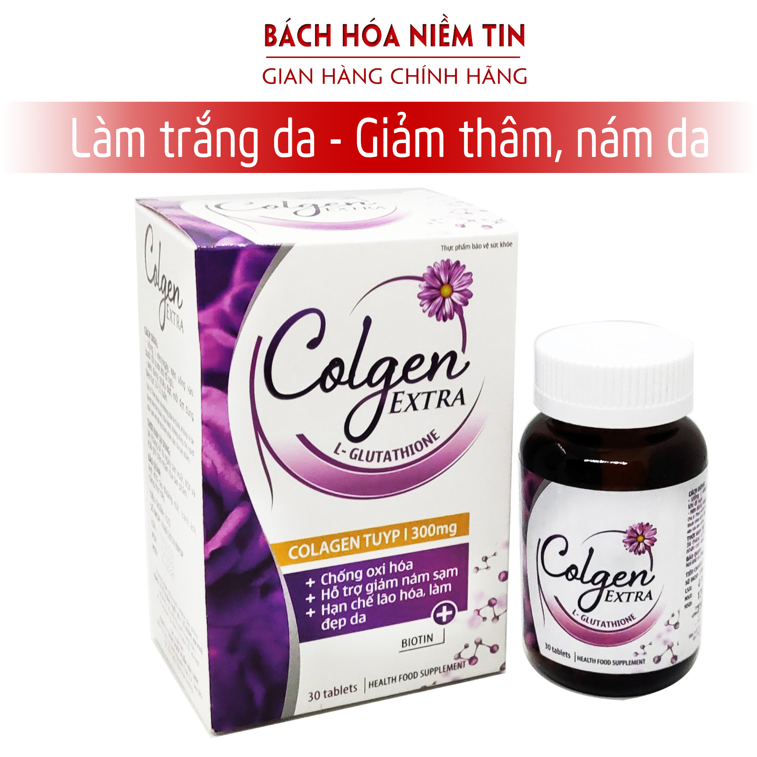 Viên uống đẹp da COLLAGEN Extra - nguyên liệu nhập khẩu Ý - uống 1 viên 1 ngày giảm nám, sạm da, khô da, giúp da mịn màng, căng tràn sức sống - Hộp 30 viên chính hãng