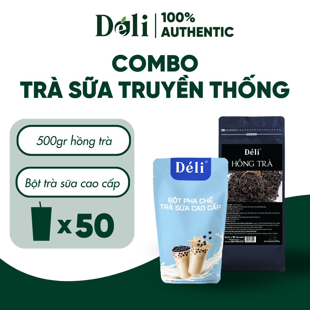 COMBO - Hồng Trà 500g + Bột Pha Trà Sữa Cao Cấp 1kg Déli