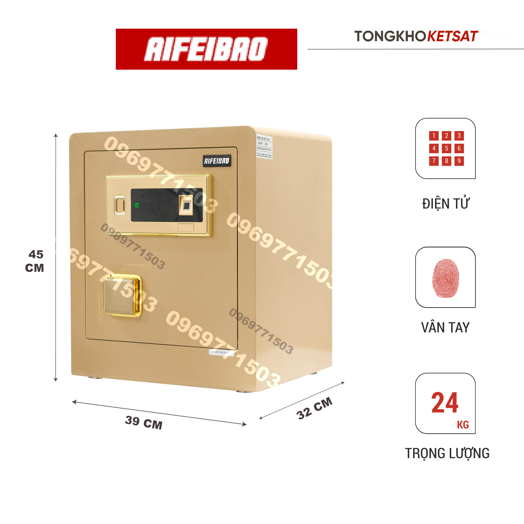 Két Sắt Mini Thông Minh Nhập Khẩu AIFEIBAO 455-ABL Nặng 24Kg - Bảo Hành 2 Năm két sắt mini