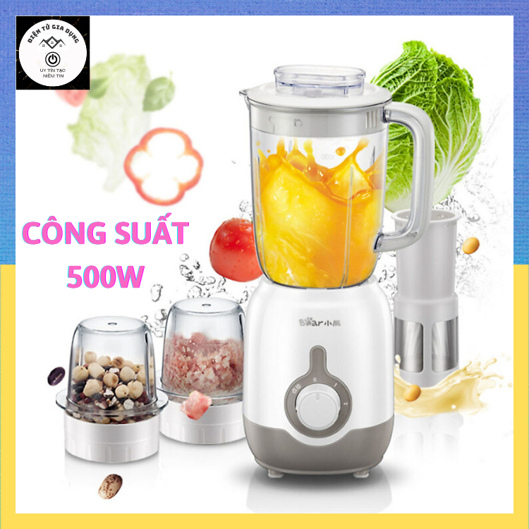 Máy say sinh tố đa năng 3 cối máy xay thịt cá tỏi ớt Bear chính hãng công suất 500W