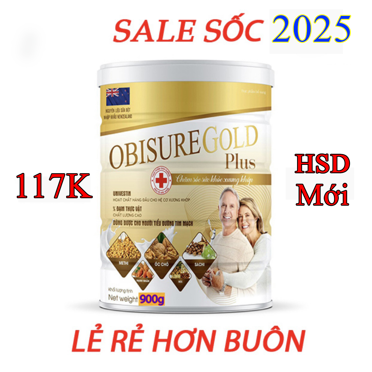 [900g] Sữa hạt OBISUREGOLD -Bổ sung đạm thực vật chăm sóc tốt cho xương khớp- Dùng được cho người tiểu đường- Nguyên liệu nhập