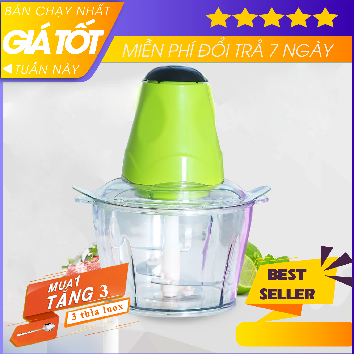 Máy Xay Thit Đa Năng, Máy Xay Đa Năng Giá Rẻ, Máy Xay Đa Nănng Cao Cấp JiaShangJia  Sản Phẩm Chất Lượng Cao - Máy xay thịt  JiaShangJia YC801  2L (công suất 300W) Bảo Hành Uy Tín 1 Đổi 1 + TẶNG KÈM 3 THÌA INOX (CHỌN PHÂN LOẠI)