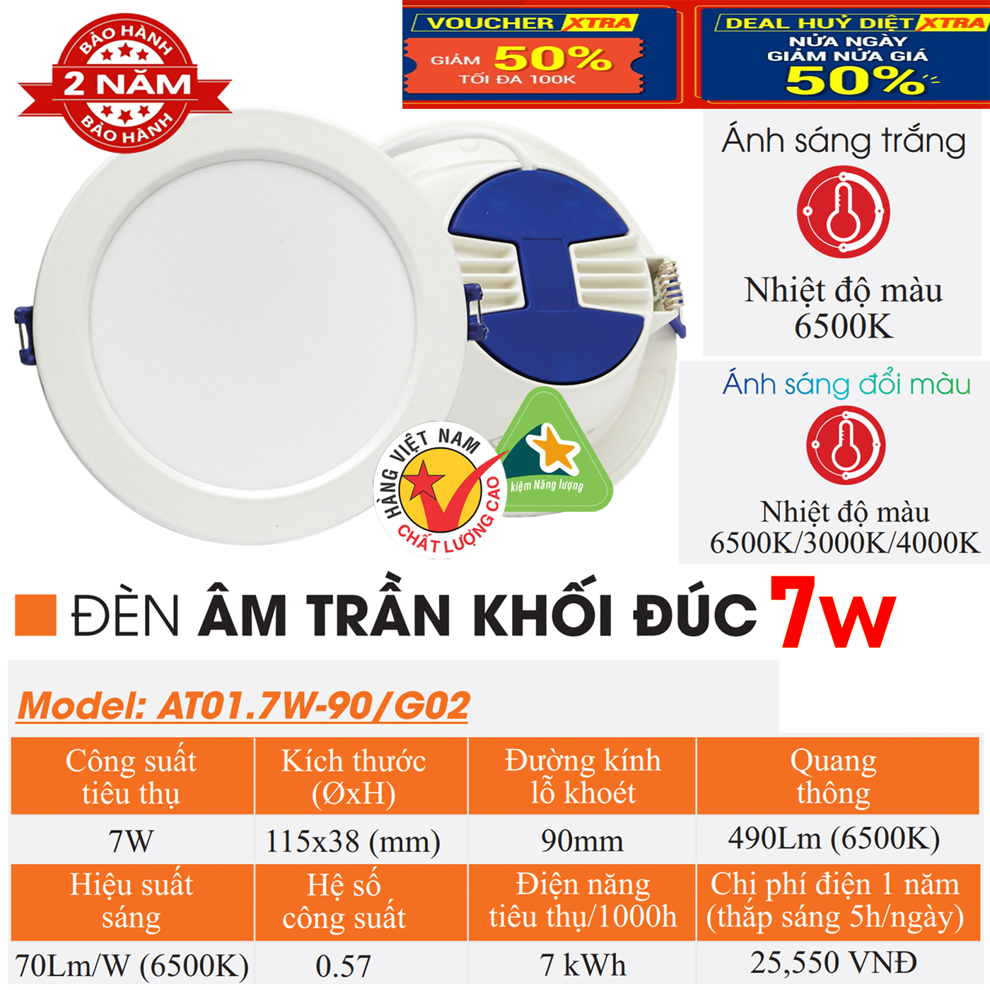 Đèn led downlight âm trần ,siêu sáng tiết kiệm điện,