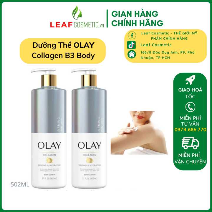 Kem dưỡng thể trắng da olay collagen b3 firming & hydrating body lotion 502ml