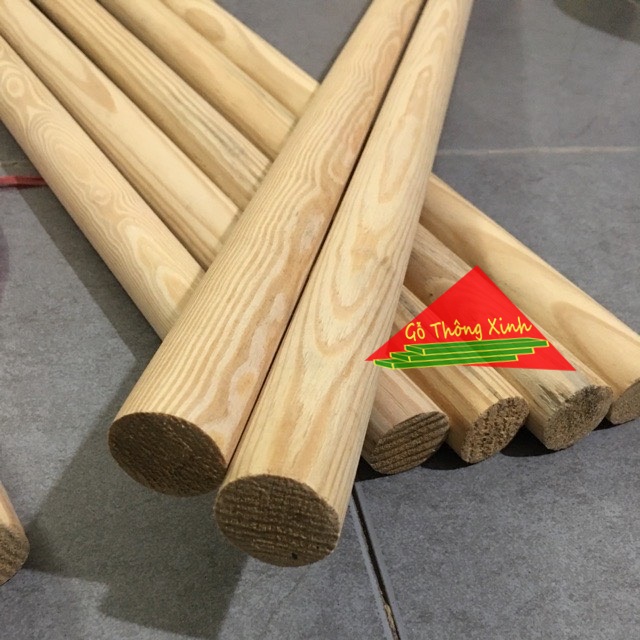 Thanh gỗ tròn to, phi 3cm dài 1m làm chân bàn, chân ghế, cây treo đồ...