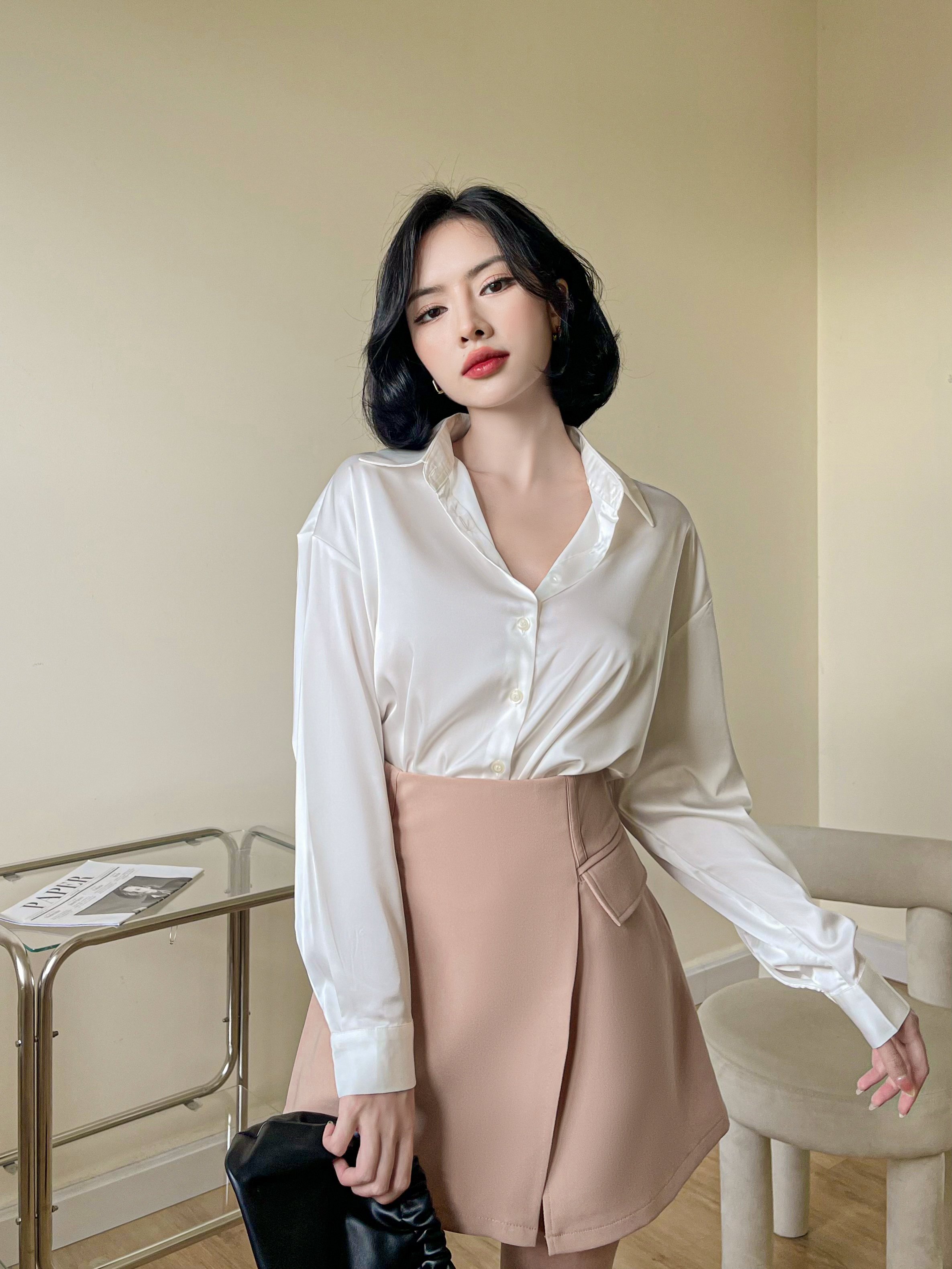 Áo sơ mi trơn vải lụa , Peace House Clothing