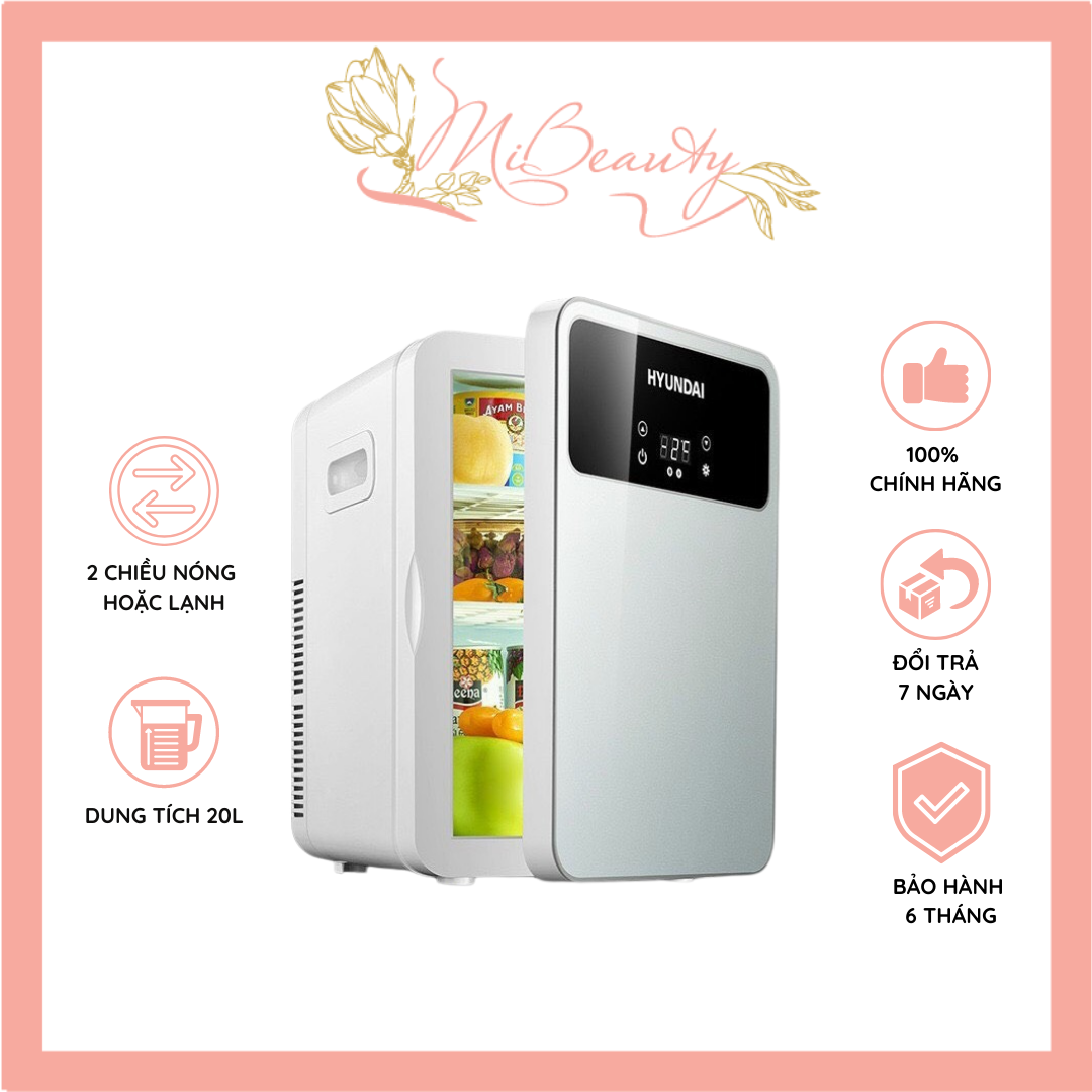Tủ Lạnh Mini Hyundai Chính Hãng dung tích 8L, 20L, 22L - Màn LED Cảm Ứng, Nóng Lạnh 2 Chiều, Bảo Quản Mỹ Phẩm, Sữa Cho Bé - Dùng Được Cho Xe Hơi, ô tô