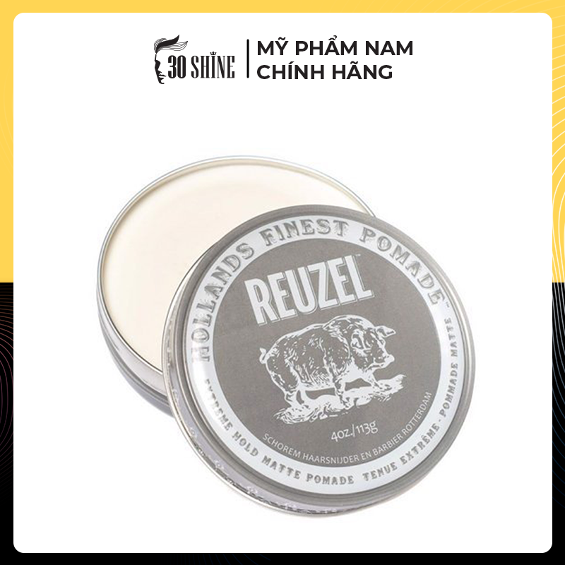 30SHINE Sáp Reuzel Extreme Hold Matte Pomade Giữ Nếp Siêu Cứng - Không Bóng - Tan Trong Nước
