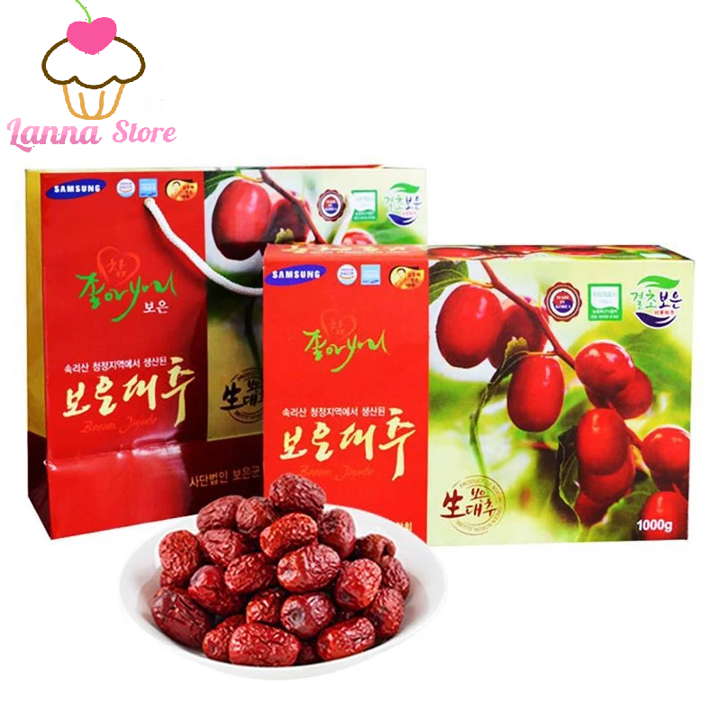 LOẠI 1 Táo Đỏ Sấy Khô Hàn Quốc Hộp 1KG có kèm túi xách