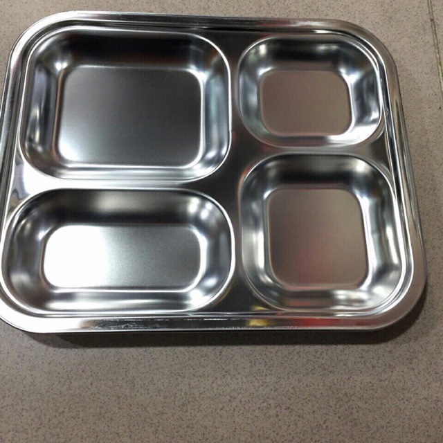 Khay cơm inox 4 ngăn giá rẻ (Set 10 cai)
