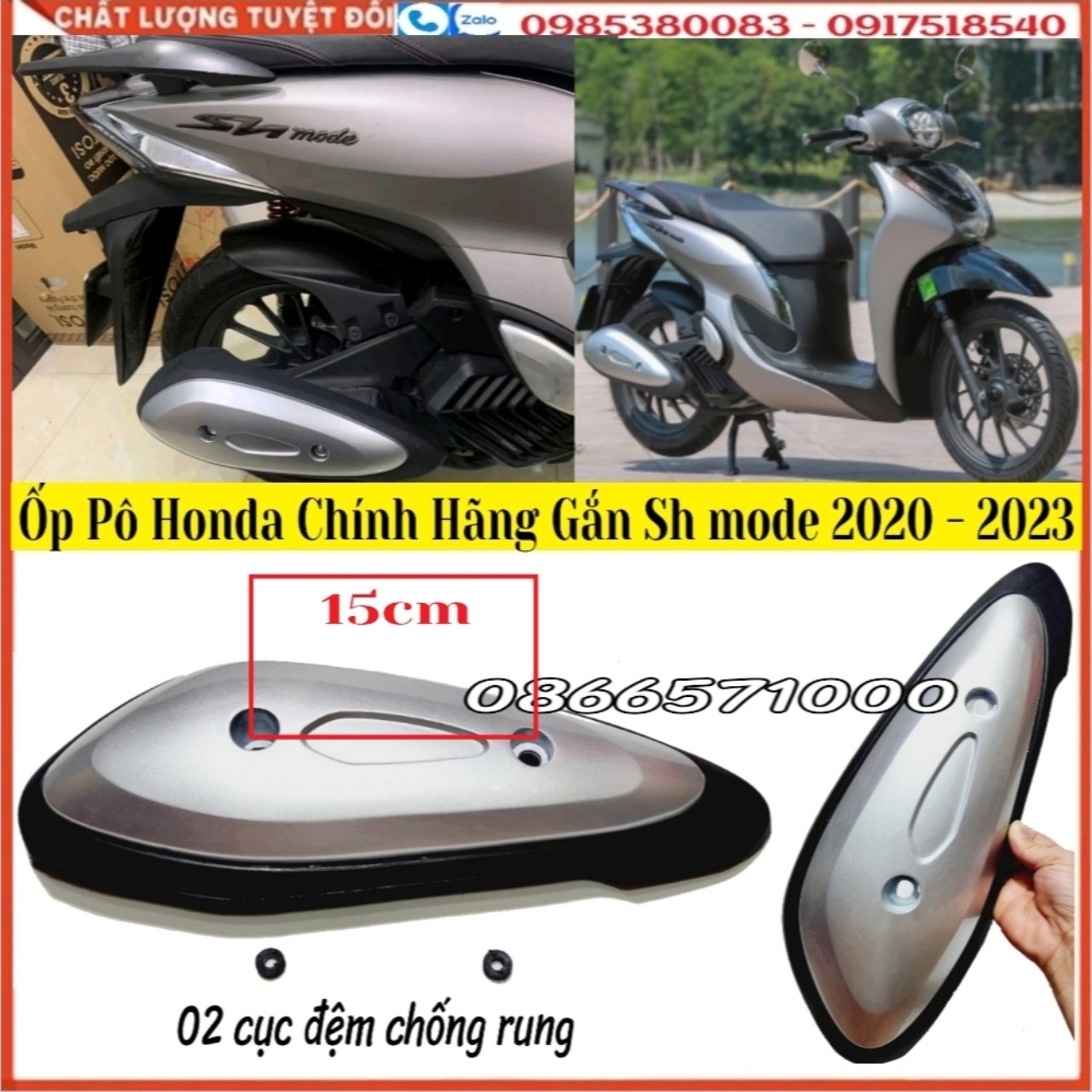 - ốp pô sh mode - che ống xả xe sh mode – chụp pô zin theo xe – nhựa abs