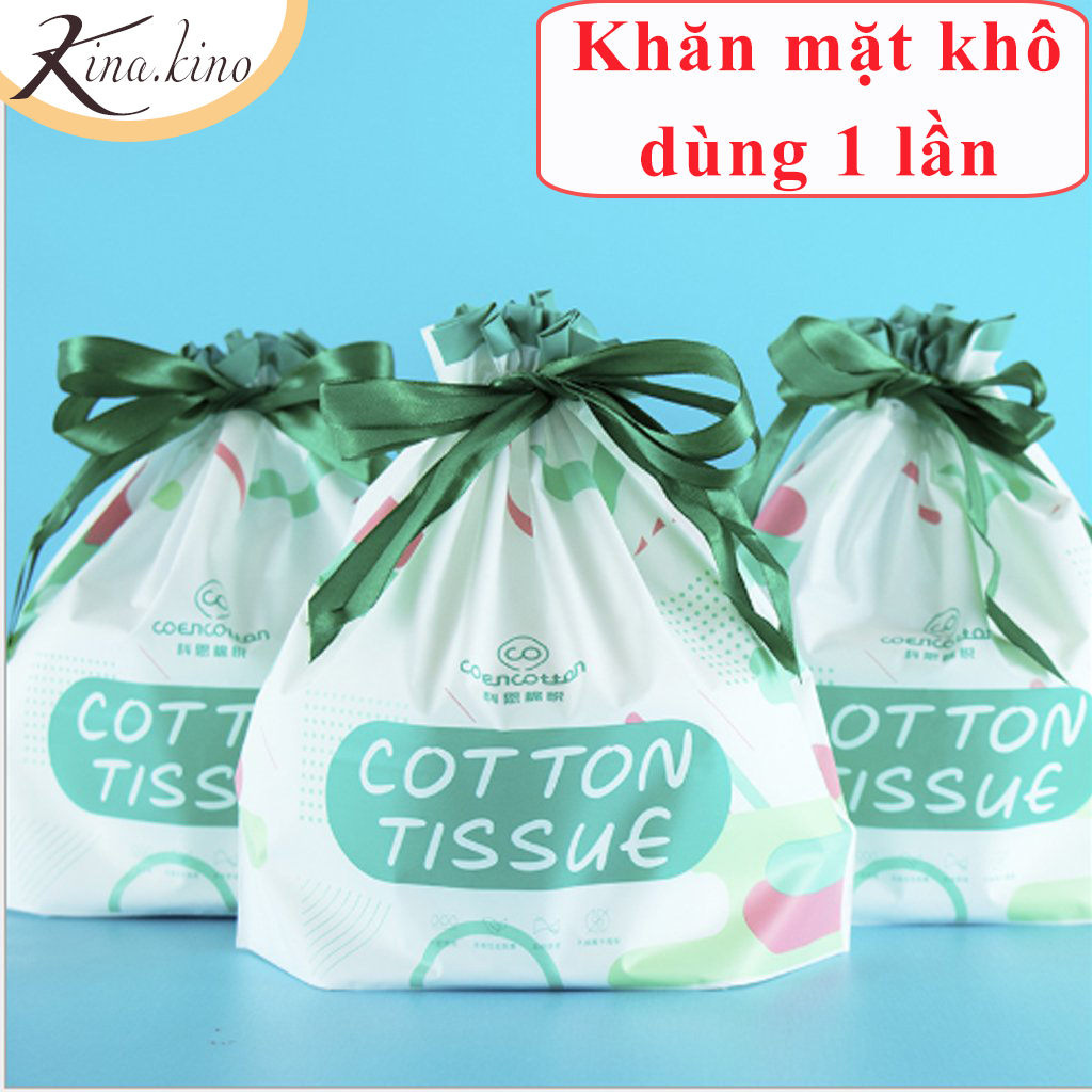 Khăn mặt khô dùng 1 lần kích túi zip 260g, khăn mặt khô đa năng Coencotton 260g/80 miếng dày dặn họa tiết ngọc trai- Kinakino phukienlamdep